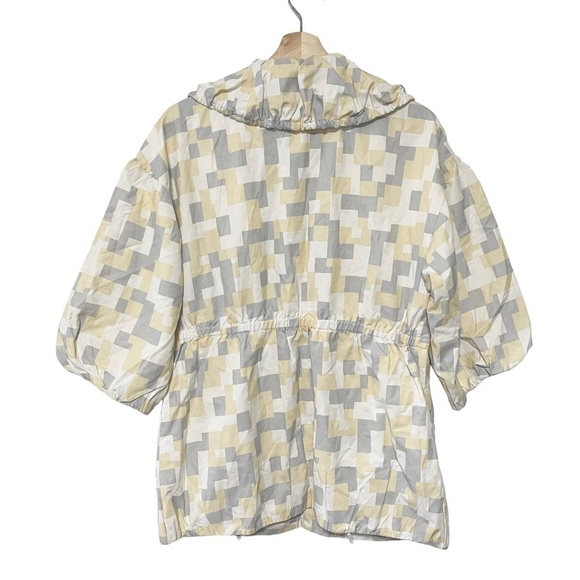 Compos'd Jacket Pastel Geometric Print Balloon Sleeve Lightweight‎ Windbreaker - Picture 2 of 6